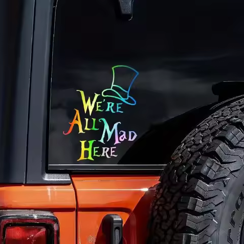 We're All Mad Here Alice in Wonderland Vinyl Car Stickers Auto Rear Window Decals Automotive Trucks 