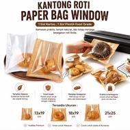 100 Pcs Paper Bread Bag Window POLOS 13x19 18x19 21x25 I Oil Paper Bags Bread Donut Waffle Packaging