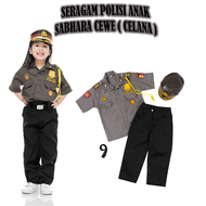 BAJU SETELAN POLISI ANAK LAKI LAKI PEREMPUAN COWOK CEWEK LENGAN PANJANG TANGAN PENDEK SEKOLAH TK SD 