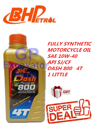 (100% Original Oil)BHP Dash 800 4T 10W40 Fully Synthetic Motorcycle Engine Oil [1 LITTLE]