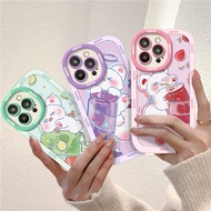 Fashion Cute Summer Drinks Fox Puff Phone Casing For Xiaomi Redmi 9c 9t 10c 13c A1 A2 A1+ A2+ A3 / P