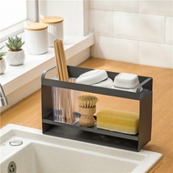 ST- Kitchen Storage Rack Sink Dish-Washing Sponge Draining Rack Multi-Functional Countertop Faucet Rag Detergent Storage