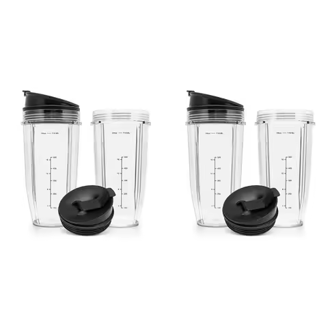 ABBK-2X 24OZ Replacement Cups Compatible For Ninja Nutri BN401, BN701, SS101, BN400, BN800, BN801 Bl