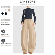 LAHSTORE high-waisted raw linen straight-leg pants high crotch QD15 (Light Beige)