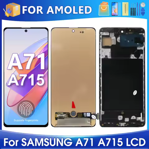 For Samsung A71 Super AMOLED A71 A715F A715 A715W A715X LCD Display Touch Screen Digitizer Assembly 