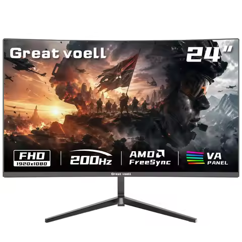 Great voell 24-inch 200Hz Curved Gaming Monitor, FHD 1080P, 1ms FreeSync | Fast VA Panel, AMD FreeSy