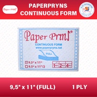 PAPERPRYNS Continuous Form 9.5" 田 11" (1 PLY) - FULL - HVS Sheets