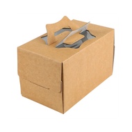 Kraft Log Cake Box Top Window & Handle 10X6X6"