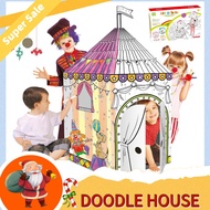 【Free Gift A4 File】DIY Cardboard Play house coloring house 3D DIY Doodle House Christmas gift Toys f