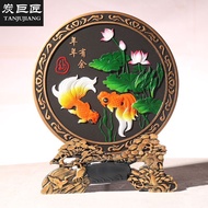 Lucky Fish Activated Carbon Carving Golden Arowana Ornaments Crafts Home Accessories Household Livin