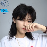 Wig Handsome Retro Man Short Straight hair Wig Handsome Center Bangs Full Wigs Mullet Head