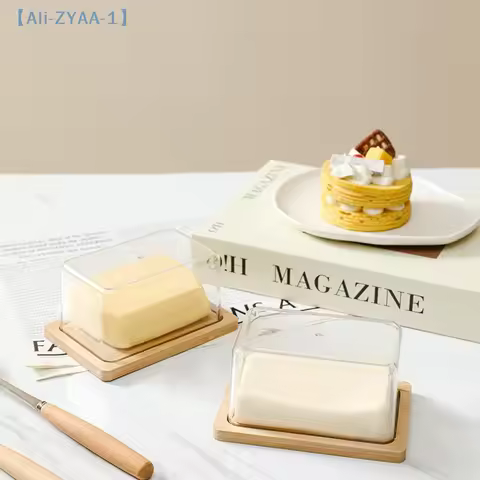 【ZYAA-1】Countertop Bamboo Butter Dish Plate With Transparent Acrylic Lid Kitchen Storage Butter Cont