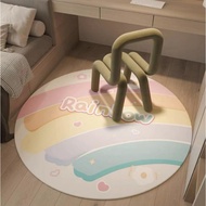 [in stock] Cartoon round carpet for living room, faux cashmere non-slip floor mat, simple study deco