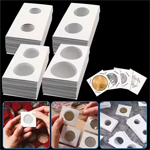 Flash sale 200 Coin Holder Cardboard Sheets for Coin Flipping Collectors, 4 Sizes 2" X 2" Currency H