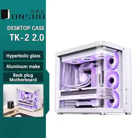 JONSBO TK-2 Separated Cabinet Case ATX Computer Chassis,Bi-Bent Surround View Glass Aluminum Alloy S