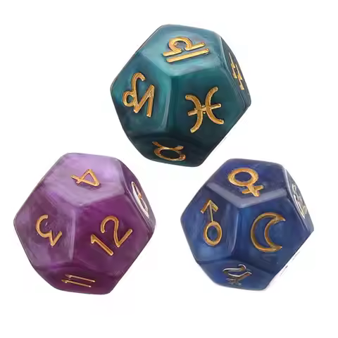 3PCS Creative Dice 12-Sided Astrology Zodiac Signs Acrylic Dice For Constellation Divination Toys En