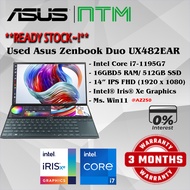 #AZ250 Used ASUS ZENBOOK DUO UX482EAR Intel i7-1195G7 16GBD5 512GB SSD Intel Iris XE Dual Touch Scre