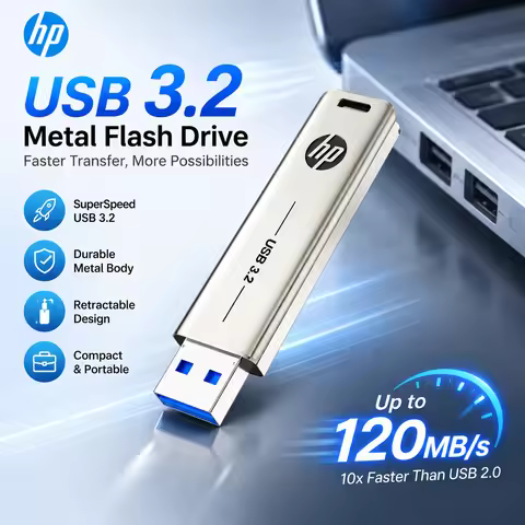 HP X796W USB 3.2 Flash Drive 32GB 64GB 128GB 256GB Metal Memory Stick Retractable Design High Speed 