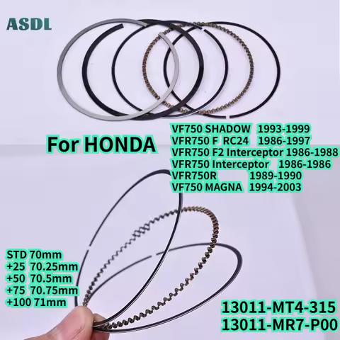13011-MR7-P00 For Honda VF750 SHADOW 93-99 VFR750 F F2 Interceptor Motorcycle Engine Piston Rings VF