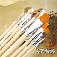 水彩画笔套装 水粉笔油画颜料笔平头狼毫羊毫扇形板刷勾线画笔6支Watercolor painting pen set water chalk oil painting paint penmpttism