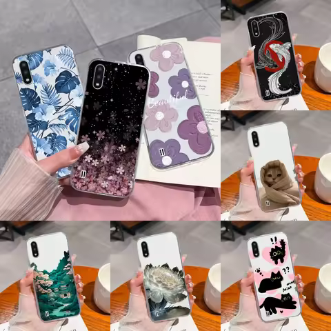 For Samsung Galaxy A01 M01 Core Case Gradient Flowers Soft TPU Silicone Phone Cases For Samsung A 01