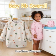Long Sleeve Kid Kanak Bayi Bibs Waterproof BLW Anti-mess Weaning Polyester Baby Apron BLW Kanak Bayi