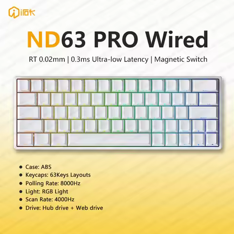 Irok Nd63 Pro Magnetic Switch Gaming Mechanical Keyboard 63keys Wired Rapid Trigg 8000HZ SOCD/RS RGB