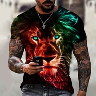 2024 Large Size S-5XL Harajuku Men's 3D Shirt Lion Print New Style Fashion Summer Street Clothing Round Neck Short Sleeve Shirt