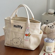 กระเป๋าสะพาย✹⊙﹍ของแท้ Miffy Miffy Rabbit Thickened Type Tote Canvas Handbag Casual Cartoon Lunch Bag