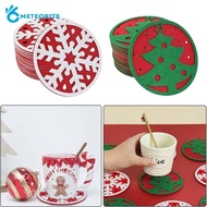 1 Pc Christmas Theme Felt Anti-scalding Coaster/ Snowflake Pine Tree Pattern Cup Mat/ Xmas Party Desktop Decoration