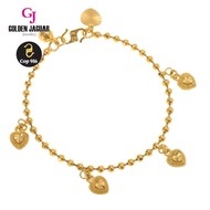 GJ Jewellery Emas Korea Emas Bangkok Fashion 3.5 Bebola + Love (S) Bracelet   24K Gold Plated