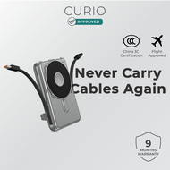CURIO Space - 10000 mAh Magnetic Powerbank with 2-Way Cables, Stand, LED (3in1 Wireless/Watch, Type-