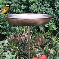 Vsenkes Vintage-style Bird Bath And Bird Feeder with Ground Spike for Patio And Garden