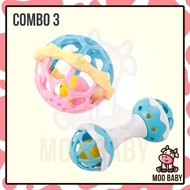 Moo Baby Manhattan Ball Baby Teether Rattle Ball Soft Sensory Toy for Infants 0–12 Months Learning T