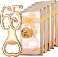 24Pcs Golden 65 Bottle Openers for 65th Birthday Party Favors Rhinestones Decorations for Wedding An