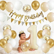 First Birthday Decoration Number Banner Balloon 18 21 Debut Anniversary Backdrop Retro Cream Ballon