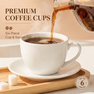 6PCS Espresso Ceramic Coffee Cup Set for Home, Office, and Coffee Shops