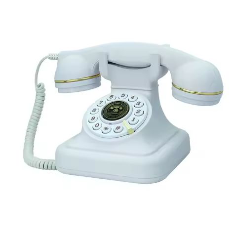 Corded Telephone,Retro Landline Phone for Home, White Old Fashion Phone, 1930's Push button phone, A