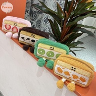 PEWANYMX Stationery Pouch, Plush Bread Sandwich Pencil Case, Pencil Holder Funny Strawberry Creative Plush Pencil Cases Award Gifts