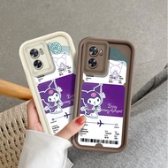 Cartoon Cute Plane Ticket Kuromi Phone Casing For OPPO A16 A16E A36 A55 A57 A76 A77 A58 A74 A96 A78 