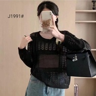 Blouse J1991 3M THREE M TM TROPIC HOLLOW KNITTED TOP BLOSE KOREA KOREAN Fashion Imported PREMIUM AFF