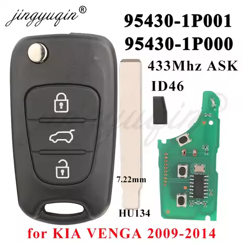 jingyuqin 95430-1P000 95430-1P001 Remote Car Key for Kia Venga 2009 2010 2011 2012 2013 2014 433Mhz 