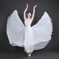 720 White Dance Skirt Double Chiffon Large Hem Skirt