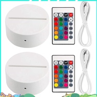 2 Pack 3D Night LED Light Lamp Base + Remote Control + USB Cable, 16 Colors Light Show Display Stand