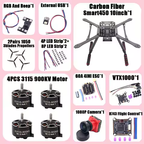 B-CUBE Smart380 450 9/10inch FPV Drone Frame Kit Carbon Fiber Racing Quadcopter Freestyle INAV Beatf