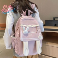 【Malaysia spot goods】Cute school bag girl Large Capacity rabbit bagpack asthetic school backpack pin