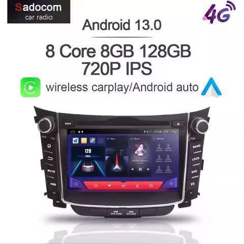 IPS DSP Android 13.0 8 Core 8GB RAM 128G Car DVD Player For Hyundai I30 2011 - 2017 Glonass Map auto