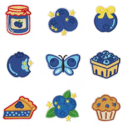 New Blue Dessert Series Design Sew Iron-on Embroidered Patches Badges For DIY Clothing Hat Bag Jeans