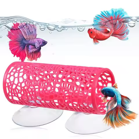 Aquarium Fish Tunnel Toys Betta Fish Tunnel Hideouts & Playground Caves for Betta Guppies & Bottom F
