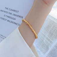 European American Style Fashion High-End Feeling 18K Gold Plated Bamboo Titanium Steel Bracelet Fash